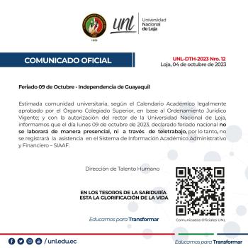 Comunicado Oficial Feriado por la Independencia de Guayaquil