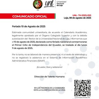 Comunicado Oficial Nro. 053 | FERIADO 10 DE AGOSTO 2025